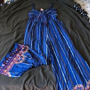 Blue striped romper